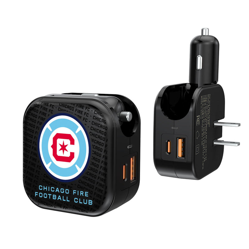 Chicago Fire  Text Backdrop 2 in 1 USB A/C Charger