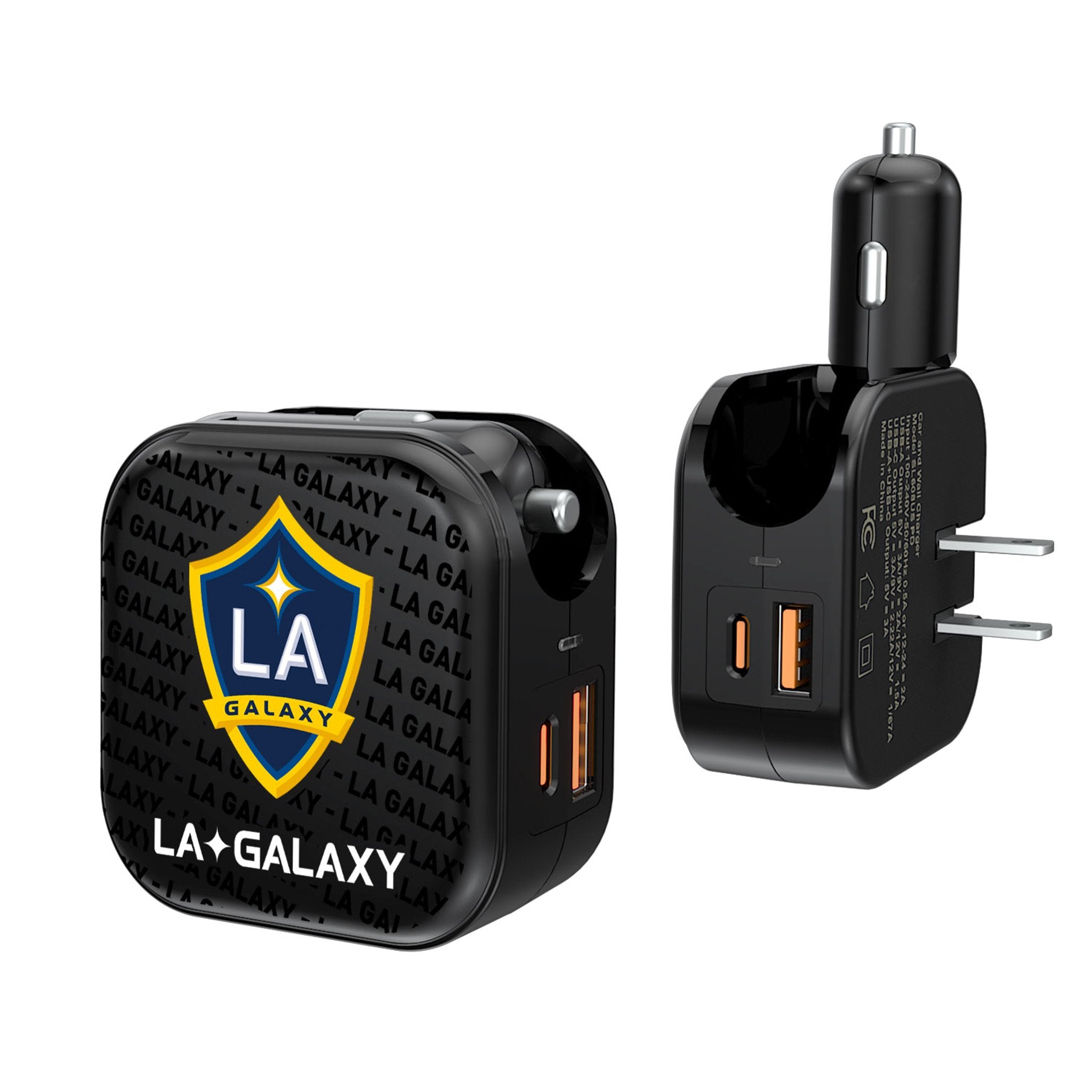 LA Galaxy  Text Backdrop 2 in 1 USB A/C Charger