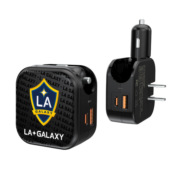 LA Galaxy  Text Backdrop 2 in 1 USB A/C Charger