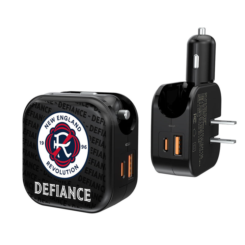 New England Revolution  Text Backdrop 2 in 1 USB A/C Charger