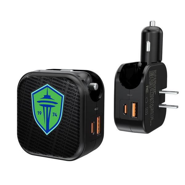 Seattle Sounders FC   Text Backdrop 2 in 1 USB A/C Charger