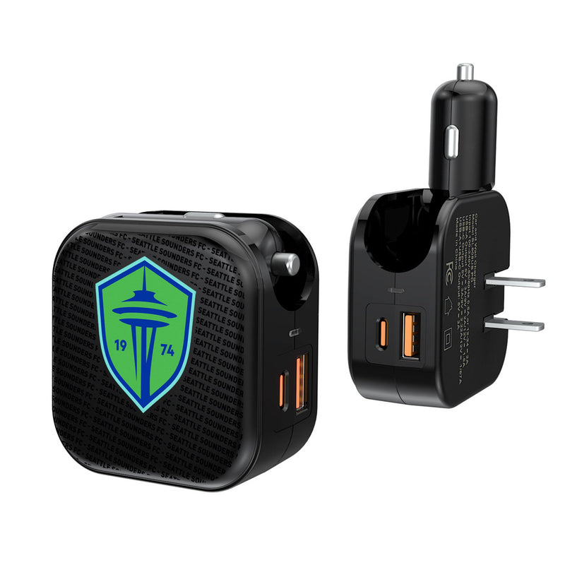 Seattle Sounders FC   Text Backdrop 2 in 1 USB A/C Charger