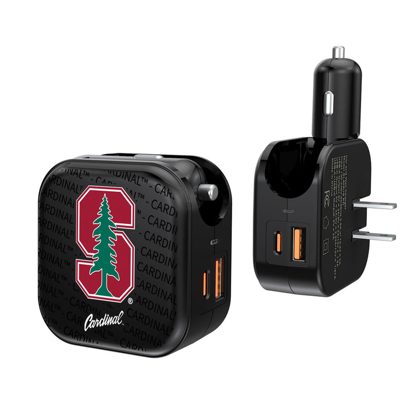 Stanford University Cardinal Text Backdrop 2 in 1 USB A/C Charger