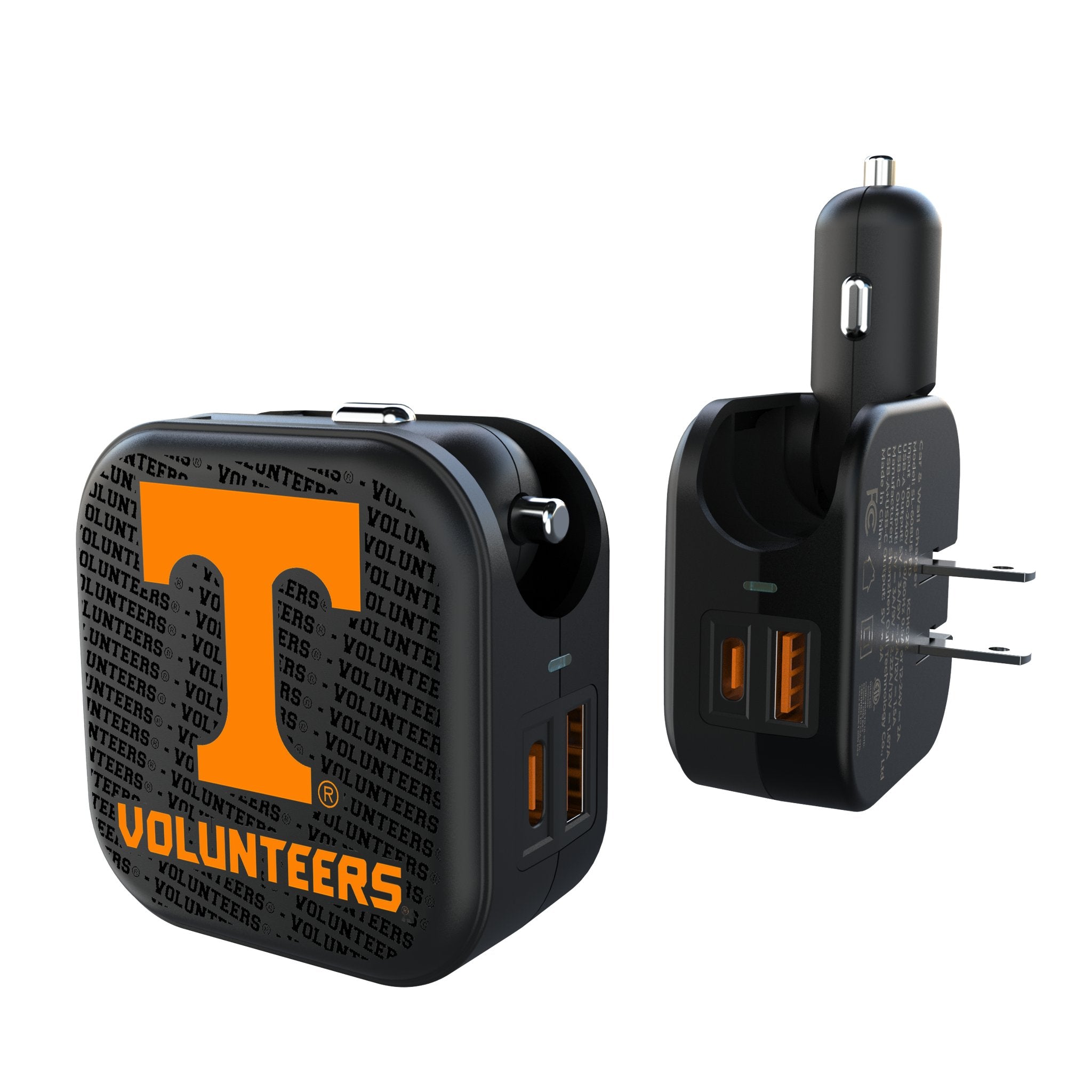 University of Tennessee Volunteers Text Backdrop 2 in 1 USB A/C Charger