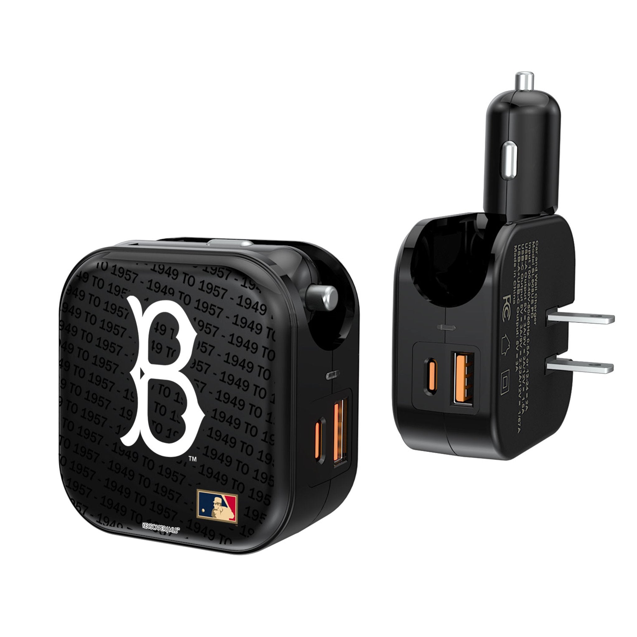 Brooklyn Dodgers 1949-1957 - Cooperstown Collection Text Backdrop 2 in 1 USB A/C Charger