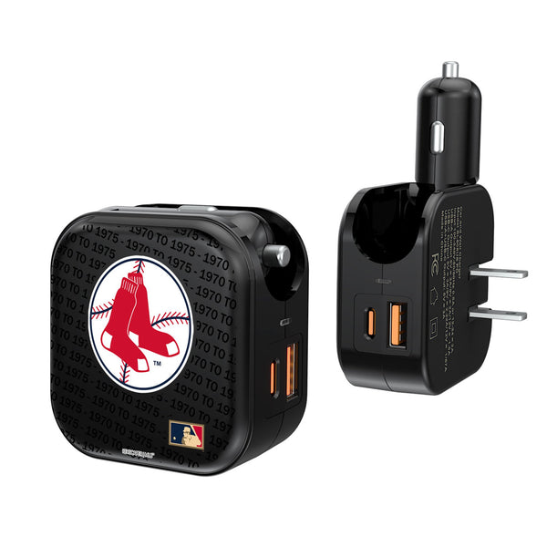 Boston Red Sox 1970-1975 - Cooperstown Collection Text Backdrop 2 in 1 USB A/C Charger