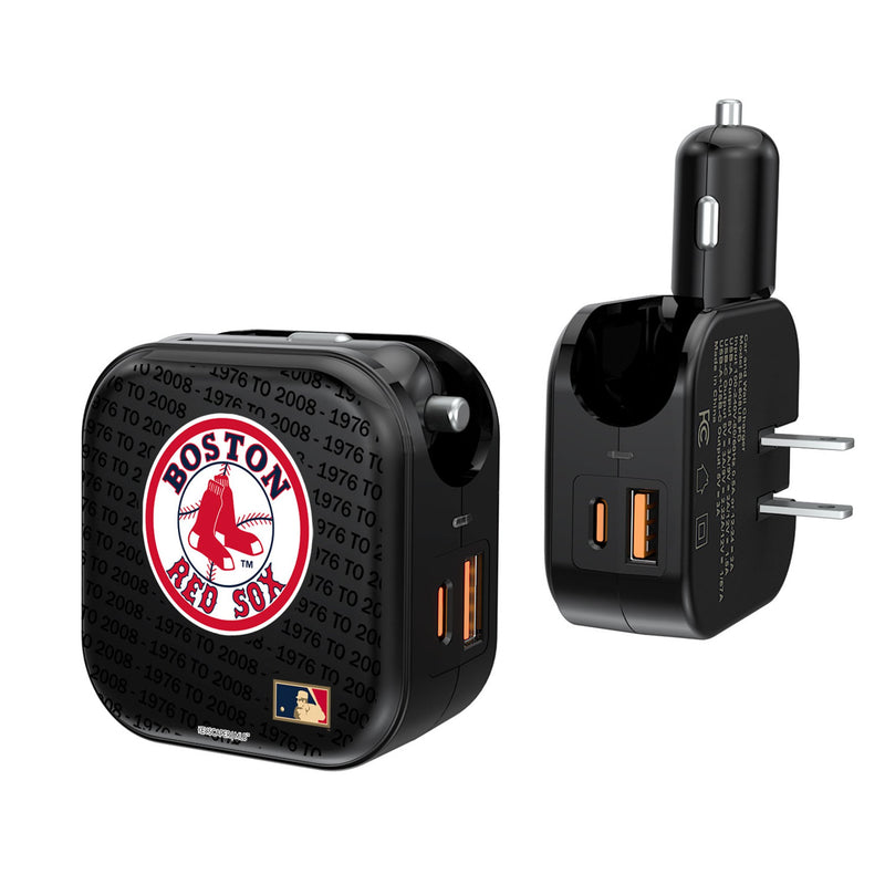 Boston Red Sox 1976-2008 - Cooperstown Collection Text Backdrop 2 in 1 USB A/C Charger