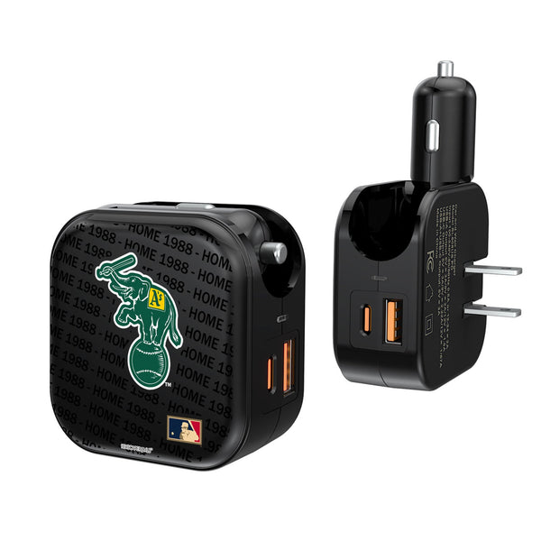 Oakland As  Home 1988 - Cooperstown Collection Text Backdrop 2 in 1 USB A/C Charger