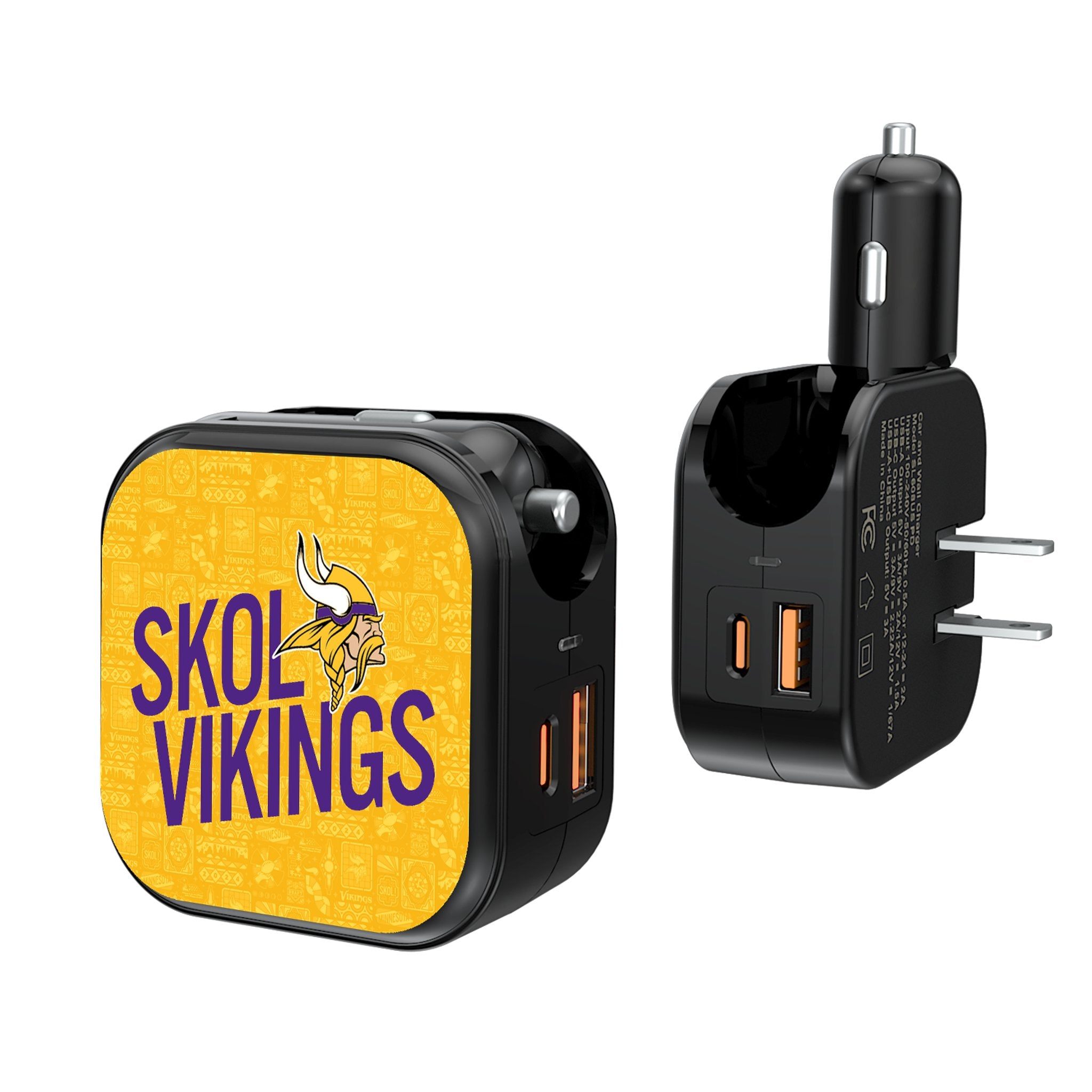 Minnesota Vikings 2024 Illustrated Limited Edition 2 in 1 USB A/C Charger