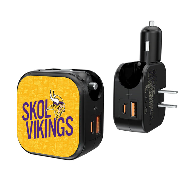 Minnesota Vikings 2024 Illustrated Limited Edition 2 in 1 USB A/C Charger