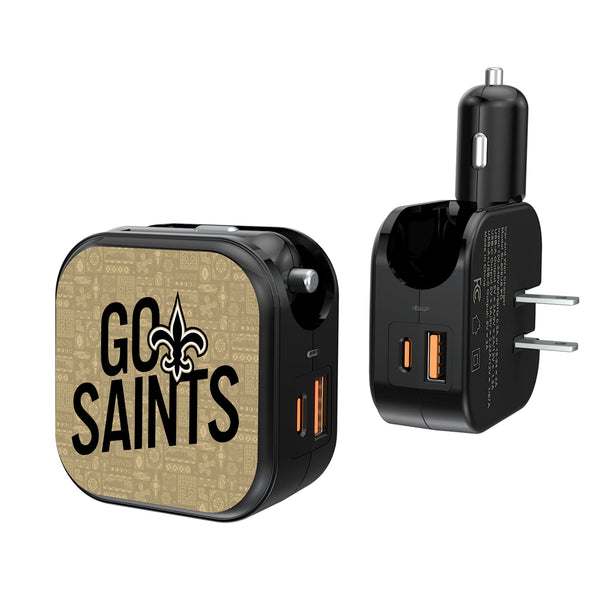 New Orleans Saints 2024 Illustrated Limited Edition 2 in 1 USB A/C Charger
