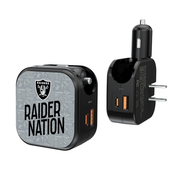 Las Vegas Raiders 2024 Illustrated Limited Edition 2 in 1 USB A/C Charger