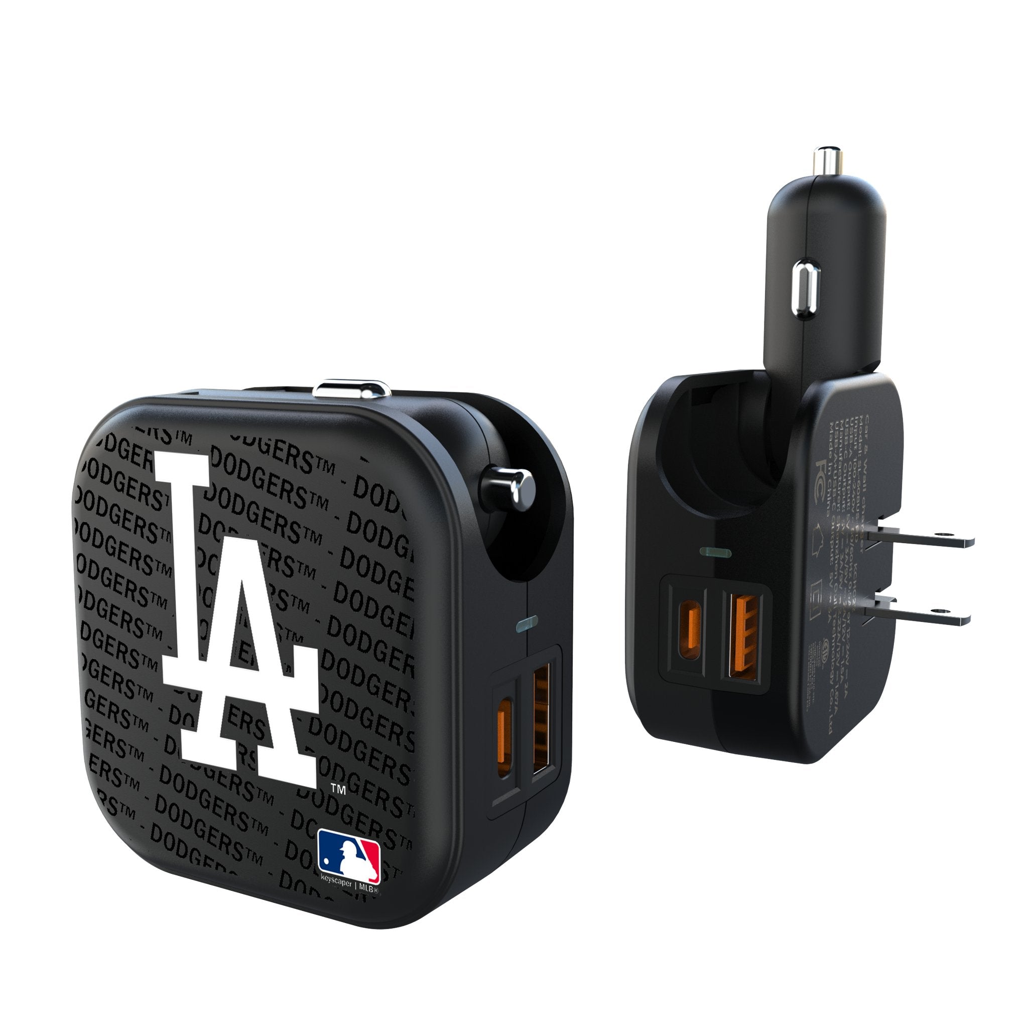 LA Dodgers Text Backdrop 2 in 1 USB A/C Charger