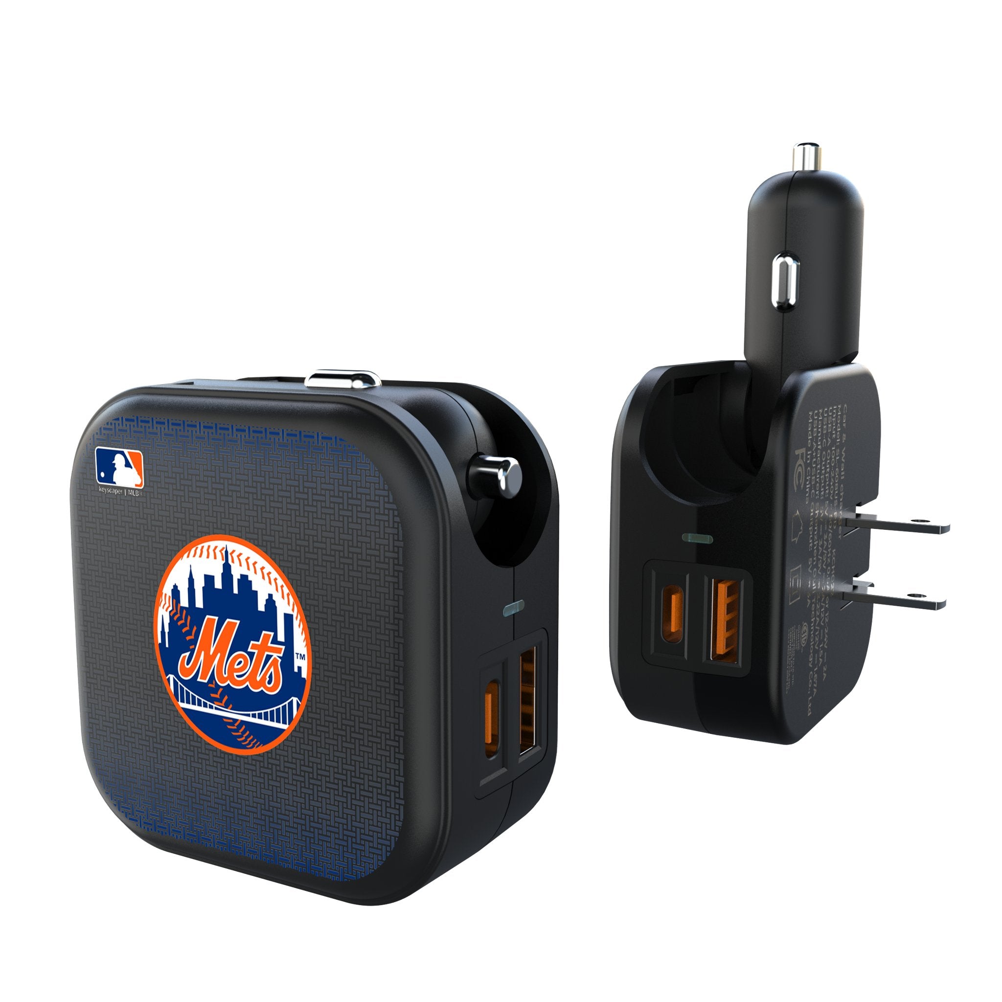 New York Mets Linen 2 in 1 USB A/C Charger