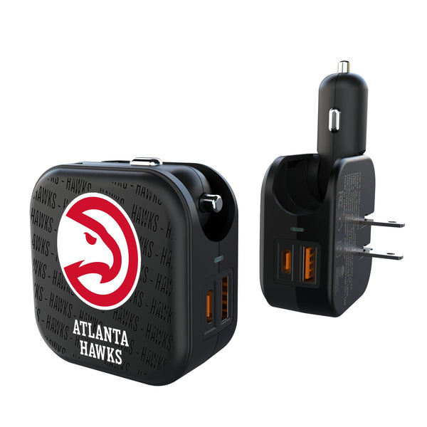 Atlanta Hawks Text Backdrop 2 in 1 USB A/C Charger