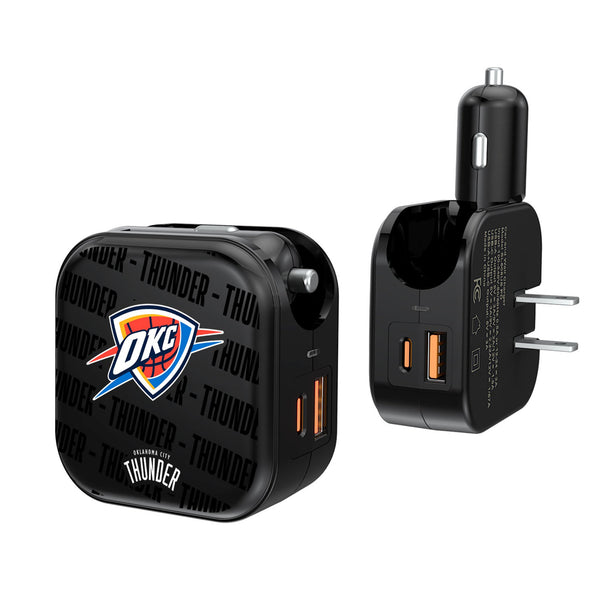 Oklahoma City Thunder Text Backdrop 2 in 1 USB A/C Charger