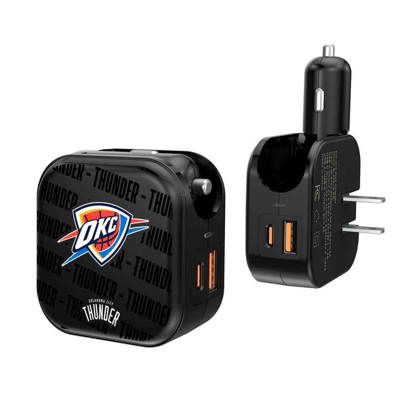 Oklahoma City Thunder Text Backdrop 2 in 1 USB A/C Charger