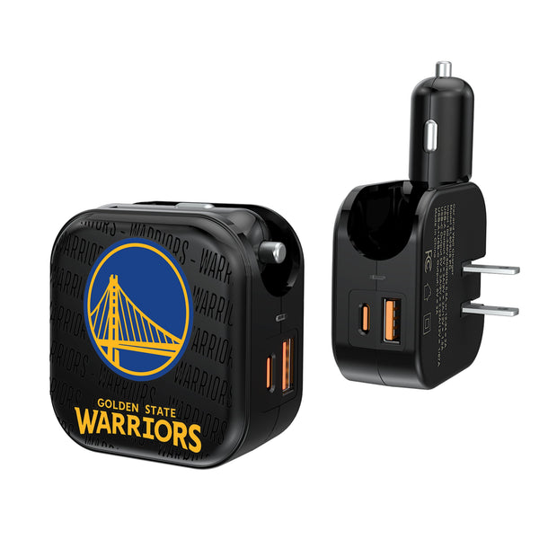Golden State Warriors Text Backdrop 2 in 1 USB A/C Charger