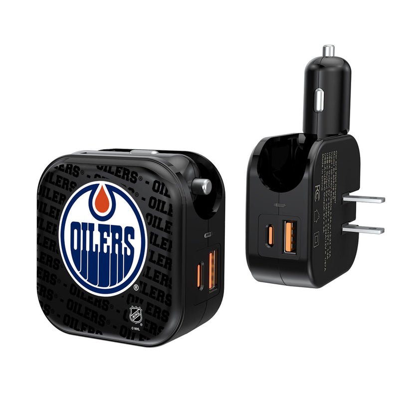 Edmonton Oilers Text Backdrop 2 in 1 USB A/C Charger
