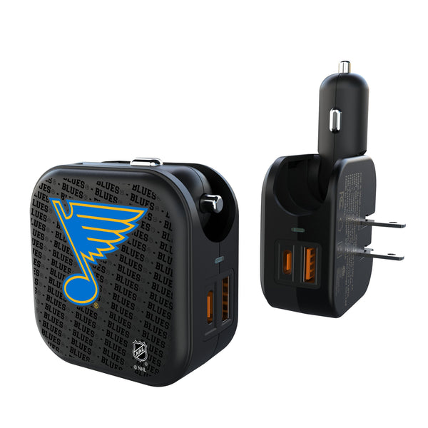 St. Louis Blues Text Backdrop 2 in 1 USB A/C Charger