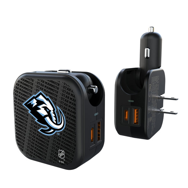 Utah Mammoth Text Backdrop 2 in 1 USB A/C Charger