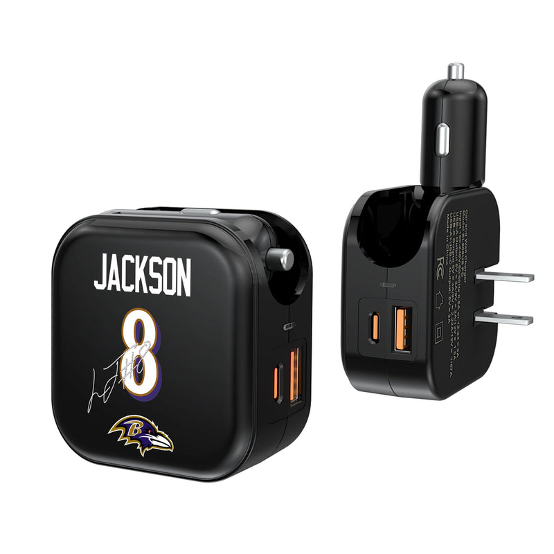 Lamar Jackson Baltimore Ravens 8 Ready 2 in 1 USB A/C Charger