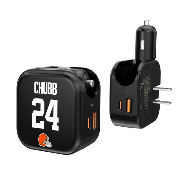 Nick Chubb Cleveland Browns 24 Ready 2 in 1 USB A/C Charger