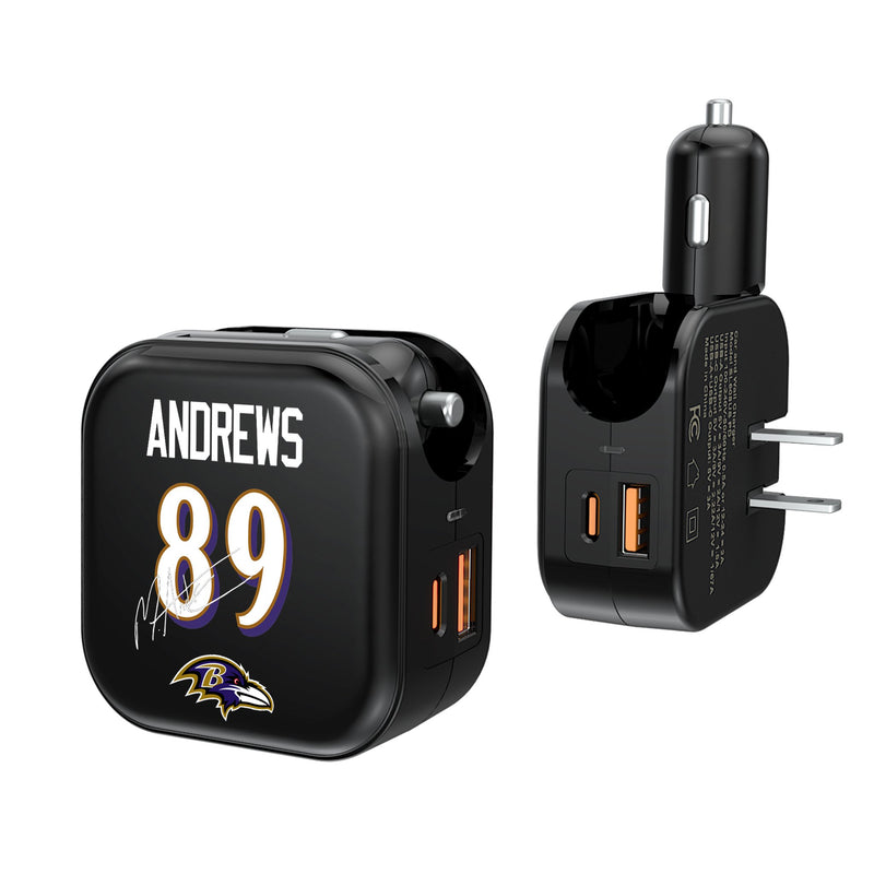 Mark Andrews Baltimore Ravens 89 Ready 2 in 1 USB A/C Charger