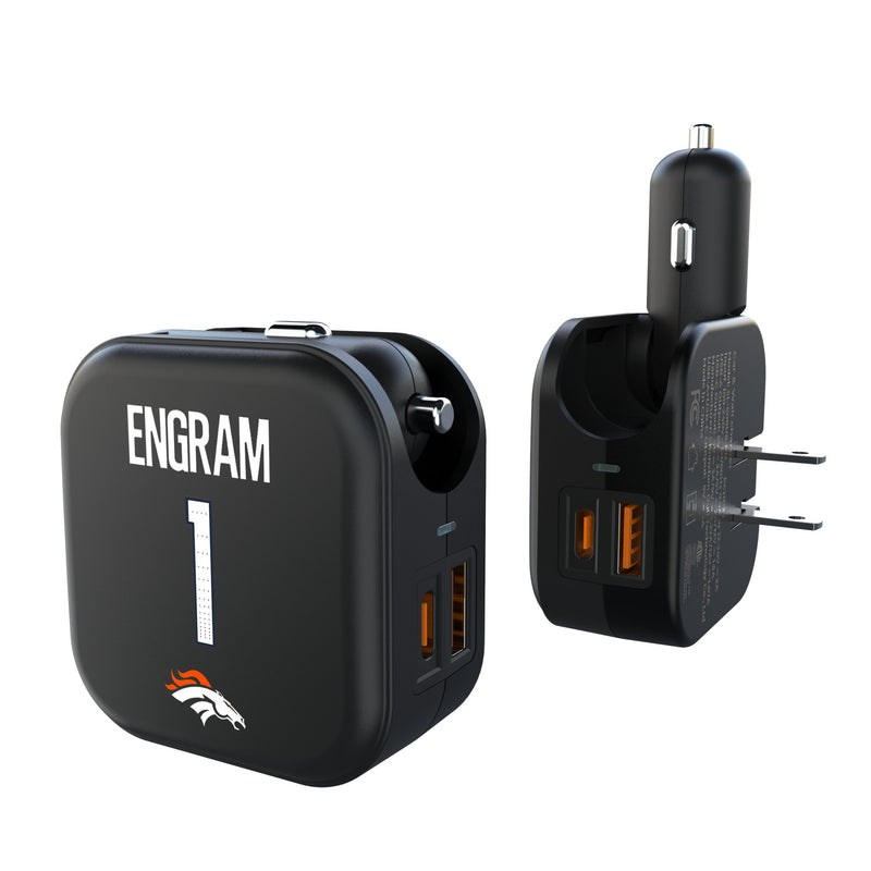 Evan Engram Denver Broncos 1 Game Tactic 2 in 1 USB A/C Charger