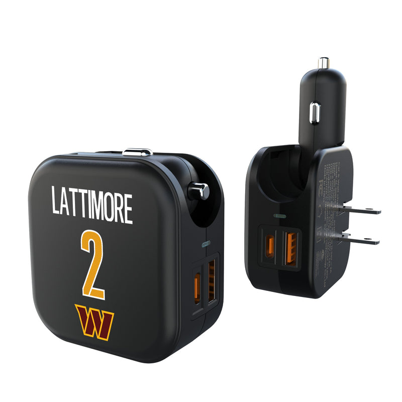 Marshon Lattimore Washington Commanders 2 Game Tactic 2 in 1 USB A/C Charger