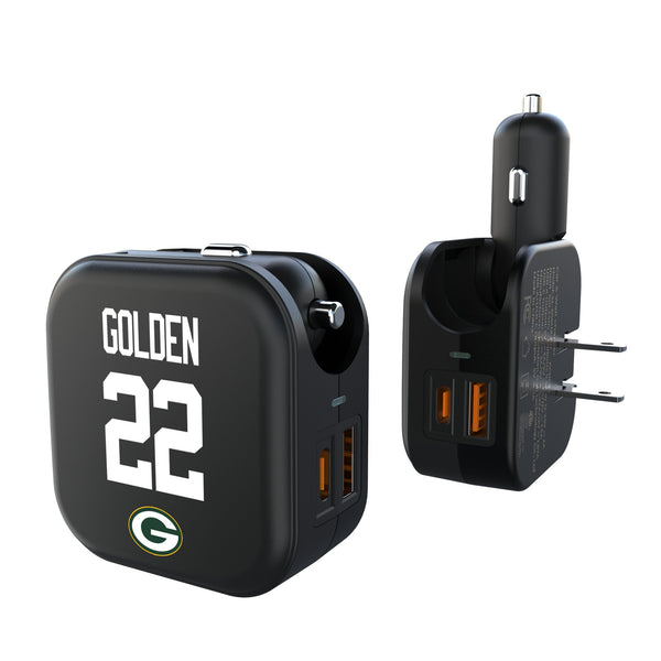 Matthew Golden Green Bay Packers 22 Game Tactic 2 in 1 USB A/C Charger