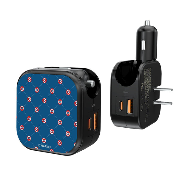 Marvel Avengers Captain America Pattern 2 in 1 USB A/C Charger