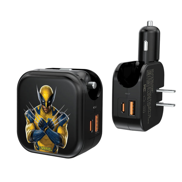 Marvel Deadpool Wolverine Badge 2 in 1 USB A/C Charger