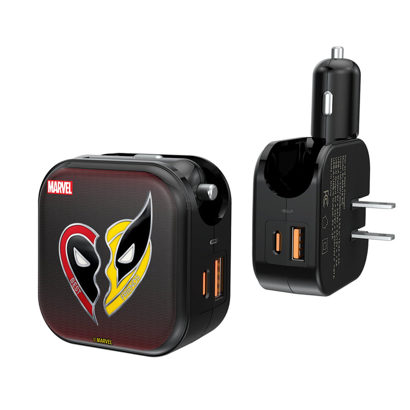 Marvel Deadpool Wolverine Grid 2 in 1 USB A/C Charger