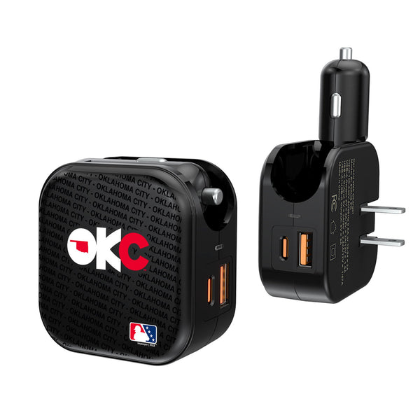 Oklahoma City Baseball Club Text Backdrop 2 in 1 USB A/C Charger