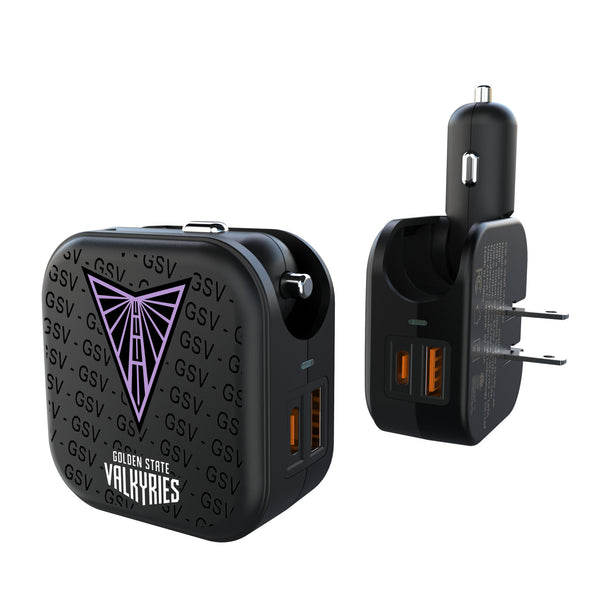 Golden State Valkyries Text Backdrop 2 in 1 USB A/C Charger