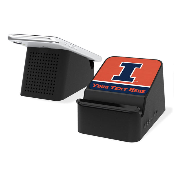 University of Illinois Fighting Illini Personalized Endzone Solid Wireless Charging Station and Bluetooth Speaker