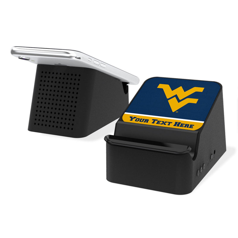 West Virginia University Mountaineers Personalized Endzone Solid Wireless Charging Station and Bluetooth Speaker