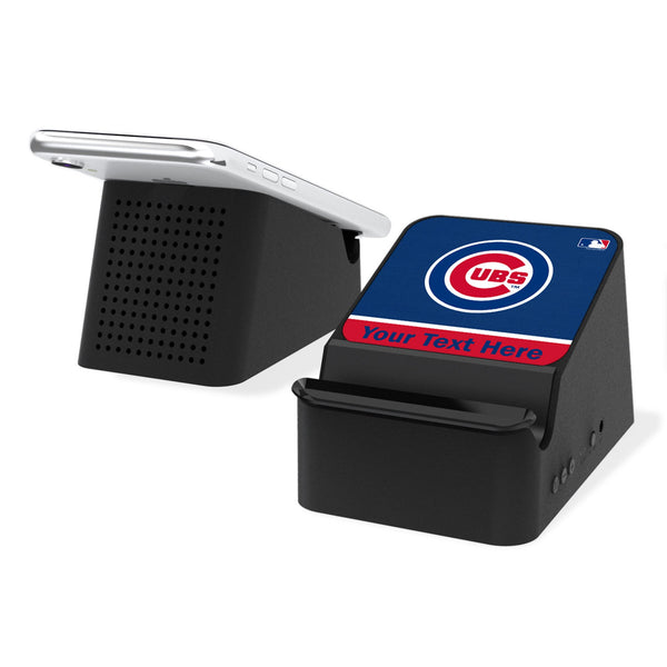 Chicago Cubs Personalized Endzone Solid Wireless Charging Station and Bluetooth Speaker