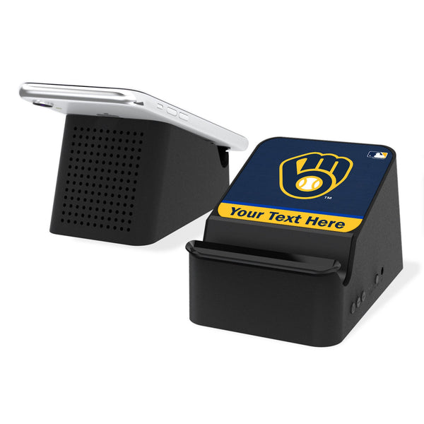 Milwaukee Brewers Personalized Endzone Solid Wireless Charging Station and Bluetooth Speaker
