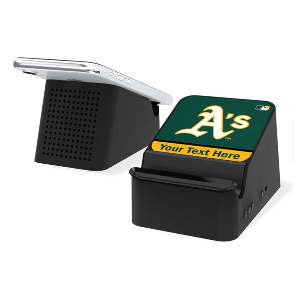 Oakland Athletics Personalized Endzone Solid Wireless Charging Station and Bluetooth Speaker