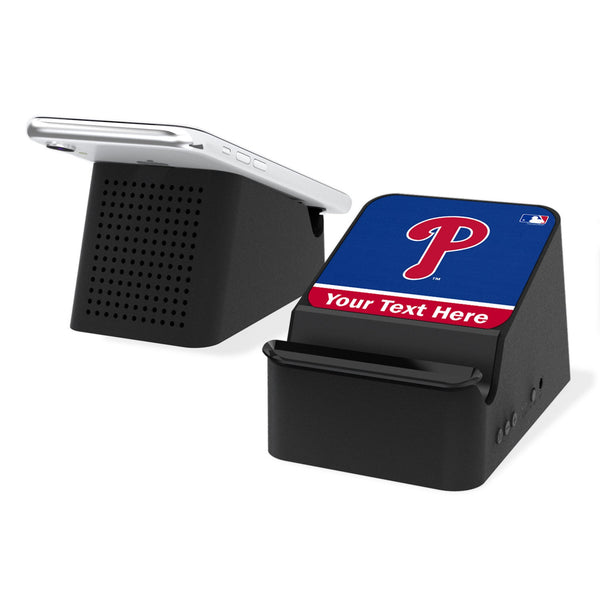 Philadelphia Phillies Personalized Endzone Solid Wireless Charging Station and Bluetooth Speaker
