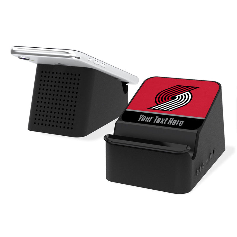 Portland Trail Blazers Personalized Endzone Solid Wireless Charging Station and Bluetooth Speaker
