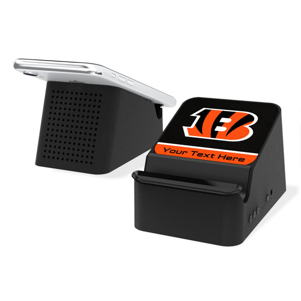 Cincinnati Bengals Personalized Endzone Solid Wireless Charging Station and Bluetooth Speaker