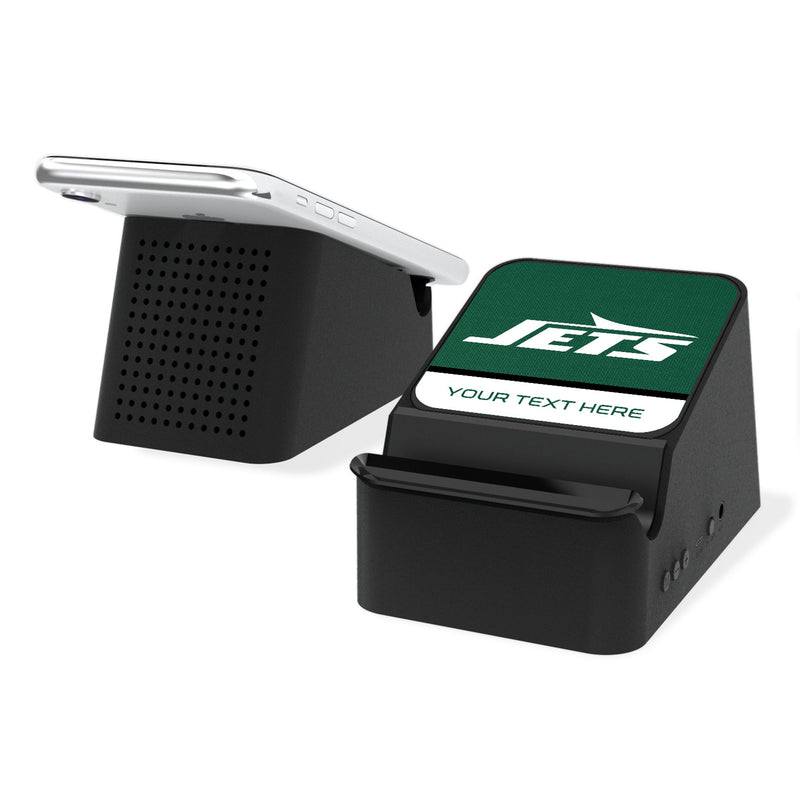New York Jets Personalized Endzone Solid Wireless Charging Station and Bluetooth Speaker