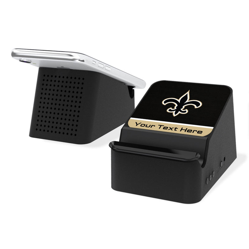 New Orleans Saints Personalized Endzone Solid Wireless Charging Station and Bluetooth Speaker