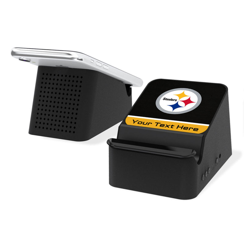 Pittsburgh Steelers Personalized Endzone Solid Wireless Charging Station and Bluetooth Speaker