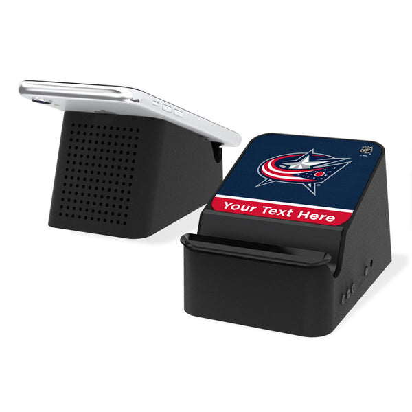 Columbus Blue Jackets Personalized Endzone Solid Wireless Charging Station and Bluetooth Speaker