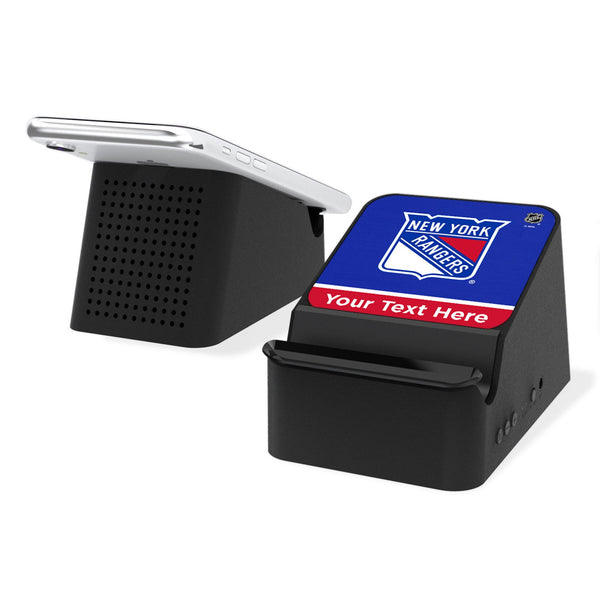 New York Rangers Personalized Endzone Solid Wireless Charging Station and Bluetooth Speaker