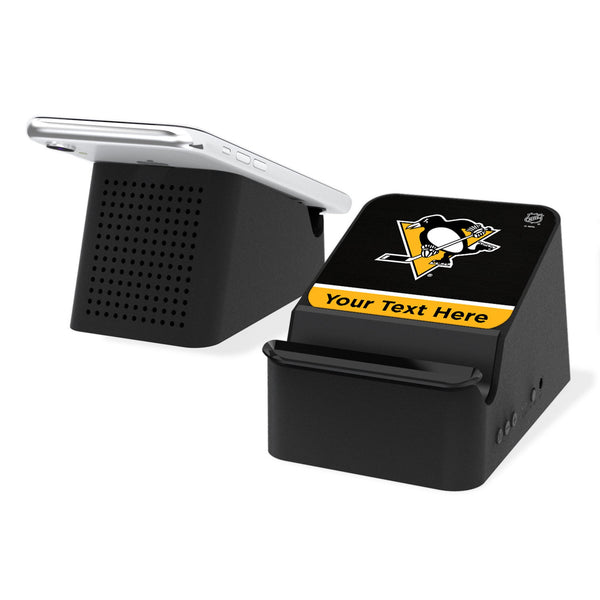 Pittsburgh Penguins Personalized Endzone Solid Wireless Charging Station and Bluetooth Speaker